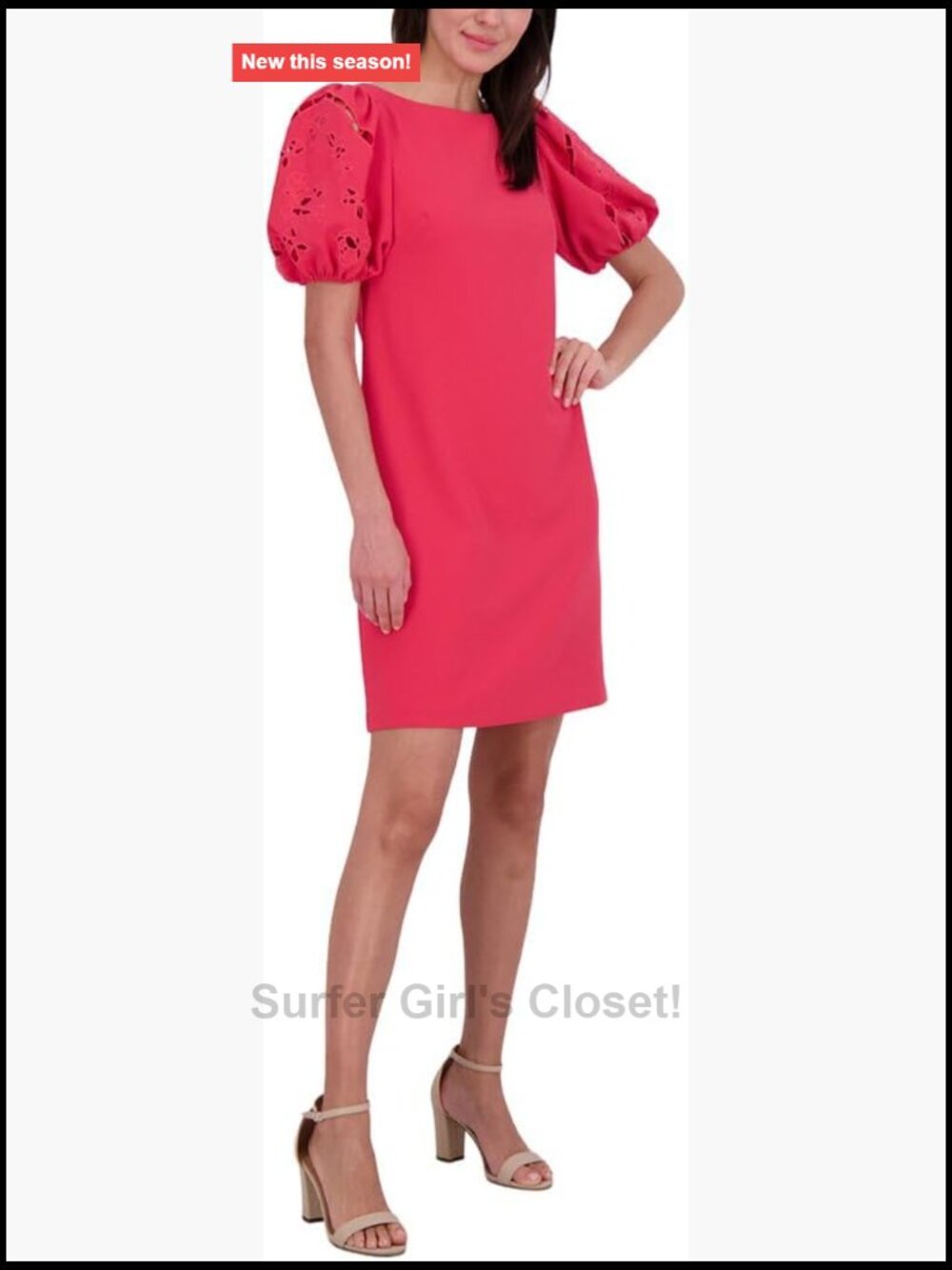 Puff Sleeve Boat Neck Mini Dress Shift Casual